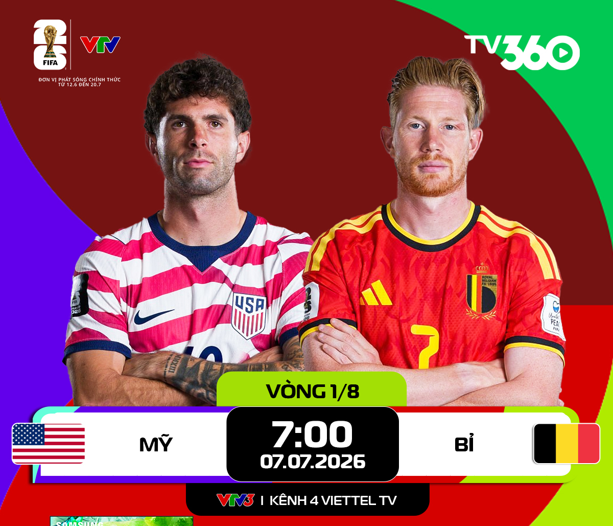 Link xem trực tiếp Mỹ và Bỉ (vòng 1/8 World Cup 2026)

